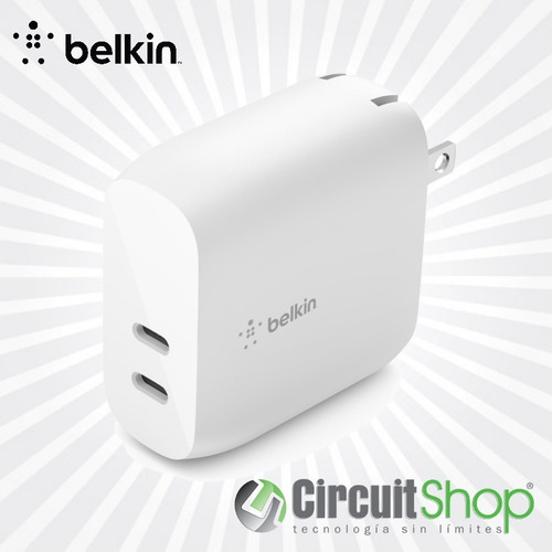 Cargador iPhone iPad 40 Vatios X 2 Usb-c Belkin Wcb006dqwh