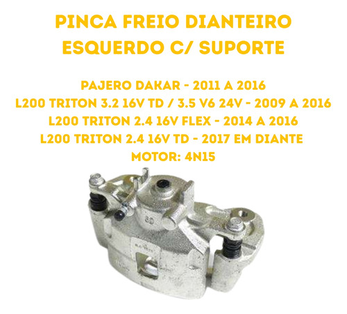 Pinca Freio Dianteiro Esquerdo C/ Suporte Pajero Dakar L200