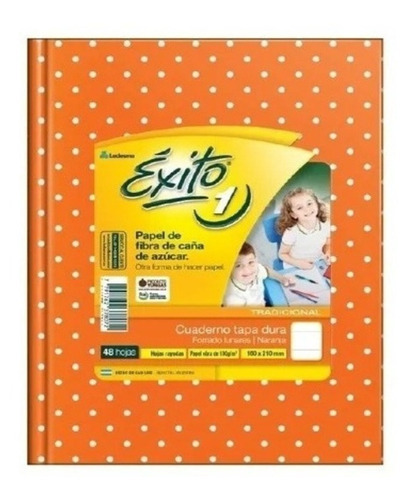 Cuaderno Éxito 1  21x 16cm Naranja C/ Lunares 48 Hs  Rayadas