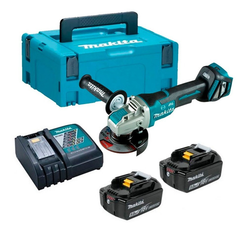 Esmeril Makita Dga469rtj Bl 18v + 2 Baterías 5ah Y Cargador