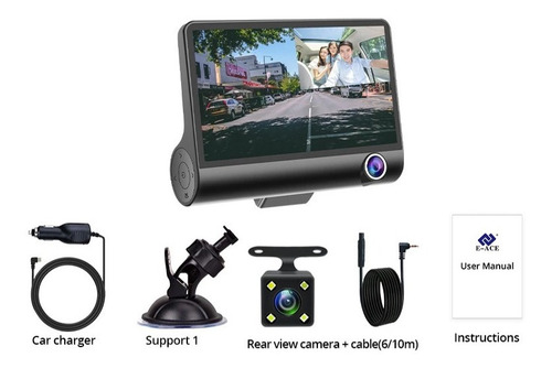 Video Camara Dvr Para Carro 3 Lentes Frontal Reversa Interno
