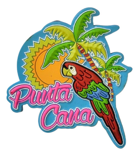 Imán Para Heladera Loro Y Palmeras En Punta Cana