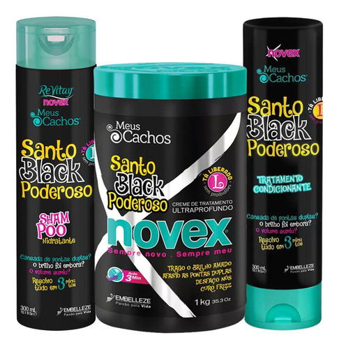 Kit Novex Embelleze Meu Cachos Santo Black Poderosos