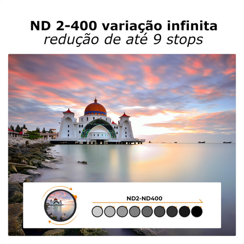 Filtro Nd 2-400 Nano X 58mm K&f Concept Densidade Neutra