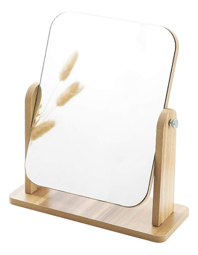 Espejo De Escritorio, Espejo De Madera 360 Grados Portátil Y