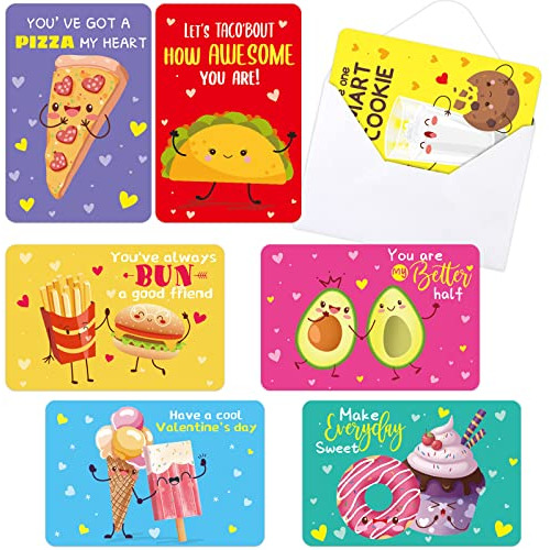 Tarjetas Del Día De San Valentín Tema De Comida Niño...