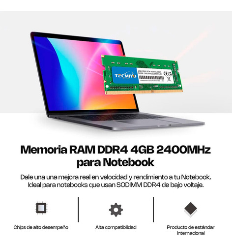 Memoria Ram 4gb Ddr4 2400mhz Tecmiyo Para Notebook Sodimm