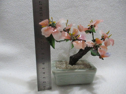 Árbol De La Vida Flores Rosadas Piedra Dura Maceta Celadón (Usado)
