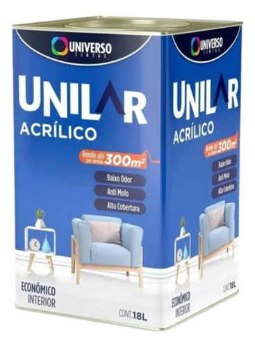 Tinta Acrílica Anti Mofo Unilar 18l Branco Neve 