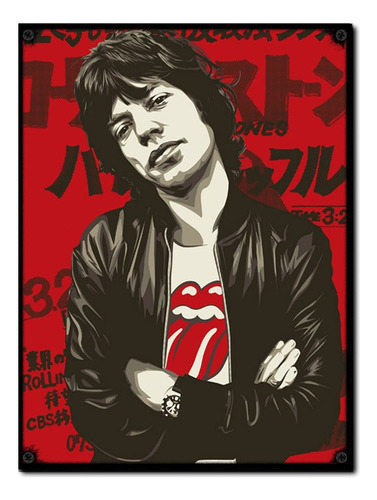 #1677 - Cuadro Decorativo Vintage Mick Jagger Rolling Stone