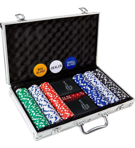 Juego De Póquer Con Fichas De Casino De 300 Piezas En Caja D