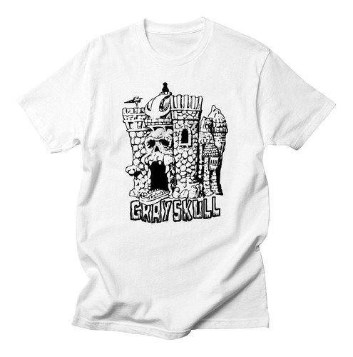 Remera Algodón Unisex Dibujitos 80 He Man Castillo Grayscull