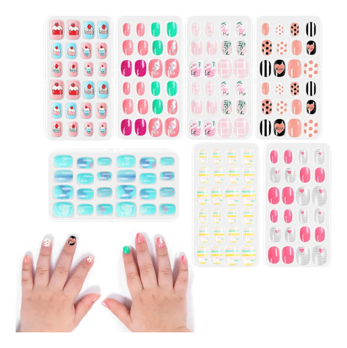 Kit 120 Unhas Postiças Kids Infantil Teen Decoradas Esmaltes