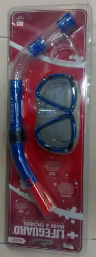 Mascara Y Snorkel Azul C/rojo