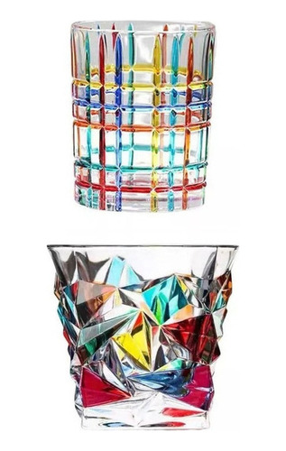 2 Piezas Vaso De Cristal De Colores Pintura