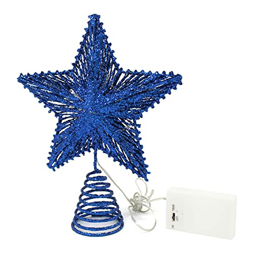 Estrella De Árbol De Navidad 3d Brillo Azul Y Luces Le...