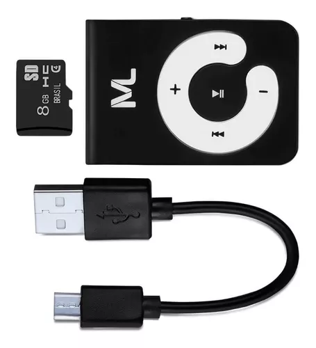 Mini Mp3 Player + Cabo Carregador V3 - Cartão sd 8GB (aproximadamente 1.500  músicas) em Promoção na Americanas