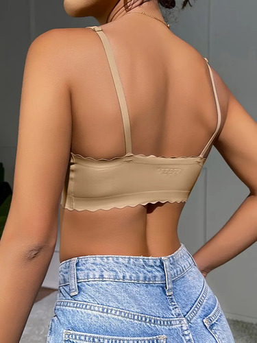 Bralette Con Cuello En V Y Sujetador Sin Costuras Para Uso D