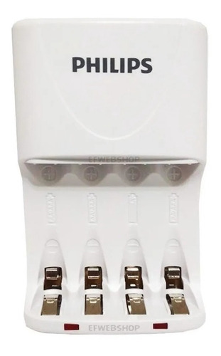 Imagem 2 de 2 de Kit Carregador C/ 4 Pilhas Philips Recarregaveis Aa 2450mah