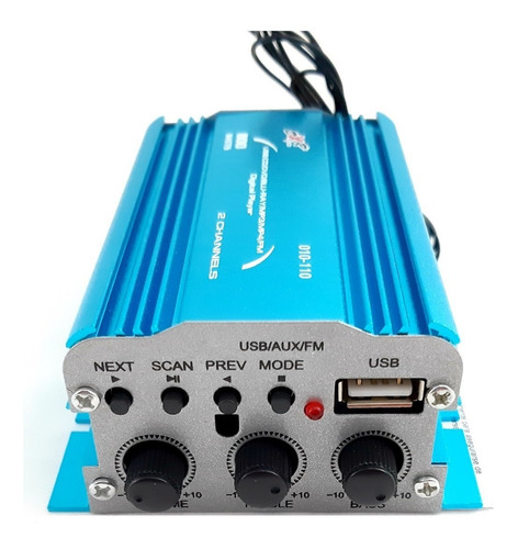 Amplificador 2 Canales 800 Watts Fm Usb Aux Dxr 010-110 Color Azul