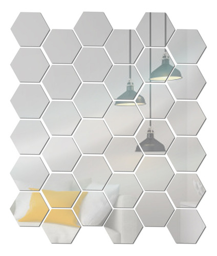 Adhesivos De Pared Con Espejo Hexagonal, Acrílicos Extraíble