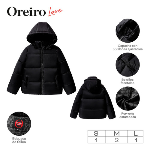 Campera Abrigo Oreiro Love Nylon Puffer Acolchado Invierno