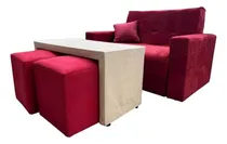 Comprar Sofa Cama 2 Cps Mesa Puente + 2 Puff Tela O Eco Cuero 