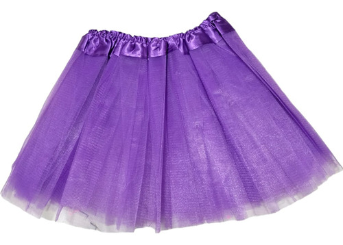 Tutu Liso Falda Tul Para Niña 3 Capas Disfraz Escolar Ballet