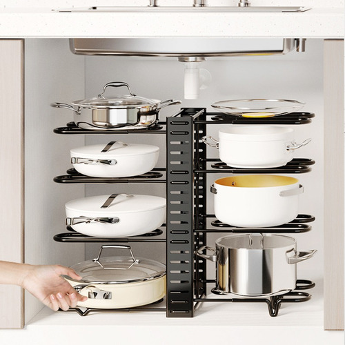 Rack Estante Organizador 8 Ollas Sartenes Cocina Negro