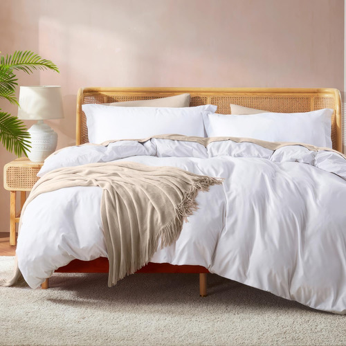 White Duvet Cover Queen Size - Juego De Funda De Edredã...