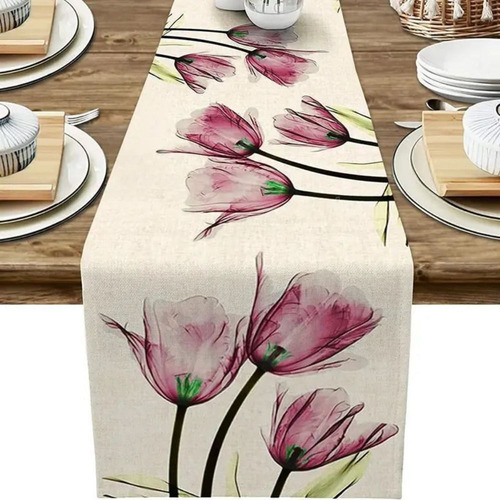 Mantel Tulip Table Runner, Antimanchas, Rectangular