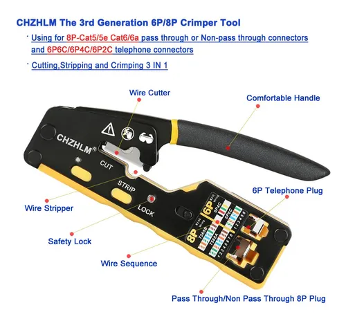 Kit De Herramientas De Engarzado Chzhlm Rj45 Pass Through Co