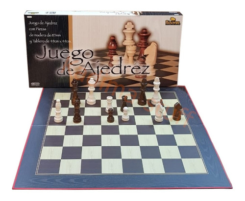 Ajedrez Bisonte Tablero 49 X 49 Piezas Madera 95 Mm