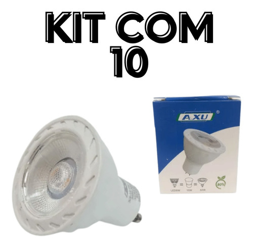 Kit 10 Lâmpada Led Dicróica 7w Gu10 Branco Quente 3000k