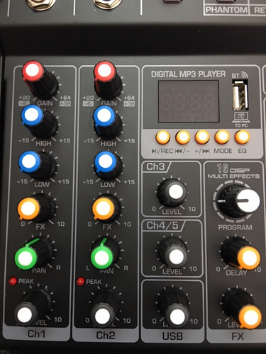 Imagen 4 de 9 de Consola Parquer 5 Ch Usb Bt Grabacion Efectos Xlr Phantom