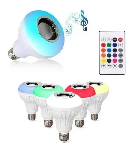 Bombillo Parlante Led Musica Control Remoto Luz Color 12