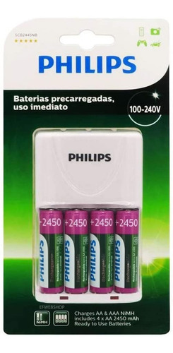 Cargador De Pilas Recargables Aa Y Aaa Philips + 4 Pilas