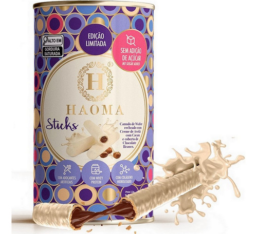 Haoma Sticks Cobertura Chocolate Branco Zero Acucar - 150g