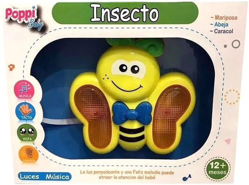 Imagen 3 de 4 de Mariposa Musical Insecto Luces Y Sonido Infancia Bebe Poppi