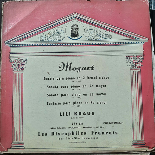 Vinilo Lili Kraus Solo Piano Mozart Sonatas Para Piano Cl2