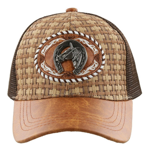 Gorra Straw Mesh Metal Horseshoe - A Pedido_exkarg