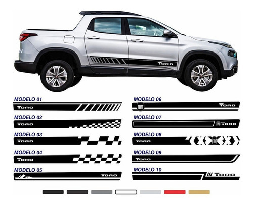 Adhesivo lateral personalizado para Fiat Toro 2016 A 2021