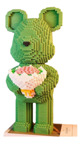 Bloques De Construcción Oso Cariñoso Flores Rosas 50cm