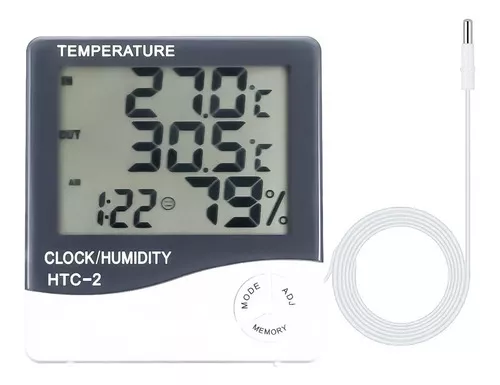 Termometro Higrometro Digital Con Sonda Interior Y Exterior Color Blanco