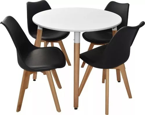 Imagen 2 de 3 de Juego De Comedor Mesa 90 Diam. + 4 Sillas Tulip