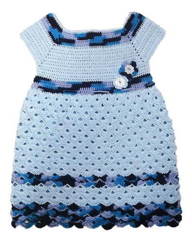 Vestido Para Bebe Tejido A Mano Ropa Para Bebe Azul | Cuotas sin interés