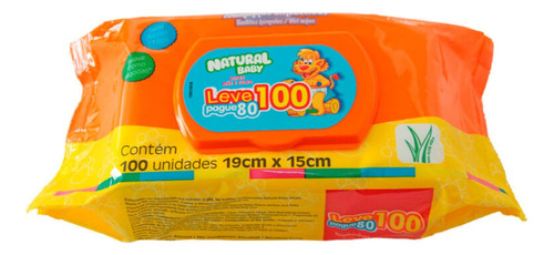 Toalha Lenço Umedecido Natural Baby Com 100 Unidades Macias