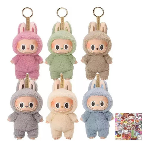 6pcs Dll Para Labubu Macaron Monsters Vinilo Peluche Llavero