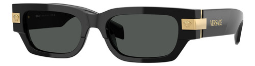 Óculos de sol Versace Ve4465 Xxl, cor preta com moldura de acetato padrão - Ve4465