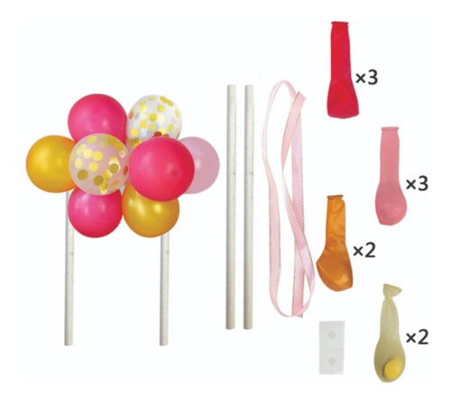 Imagen 5 de 5 de Mini Globos + Nombre P/decorar Pastel Cake Bouquet Fiesta